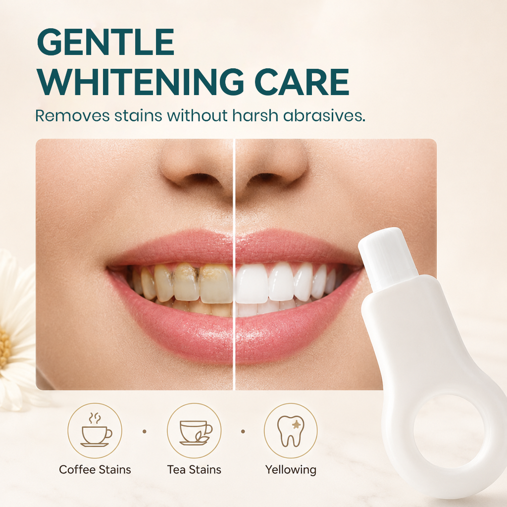 Gentle whitening care for coffee stains tea stains and yellowing