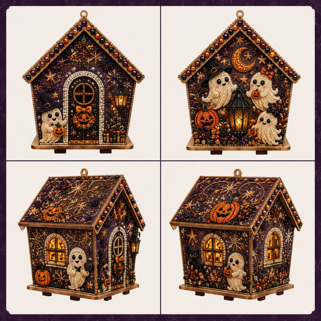 Halloween Wooden House Multi Angle Home Display