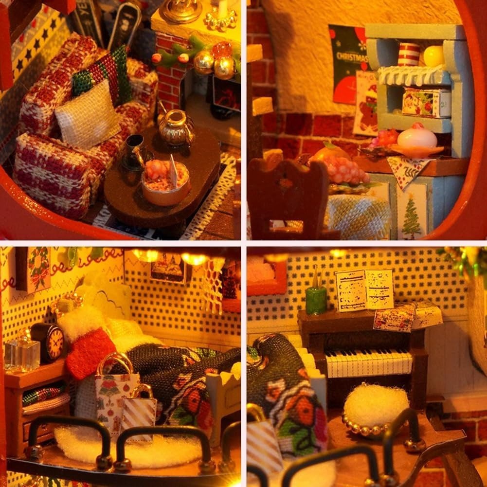 Christmas miniature dollhouse interior details