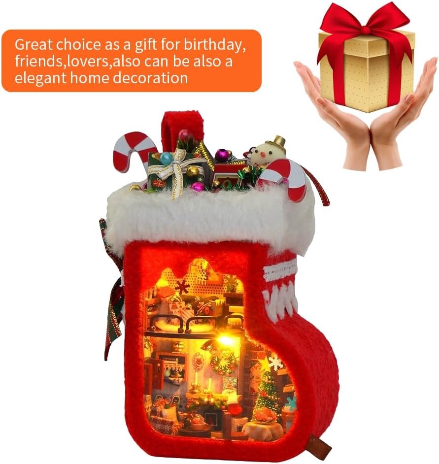 Christmas stocking miniature dollhouse gift and home decoration