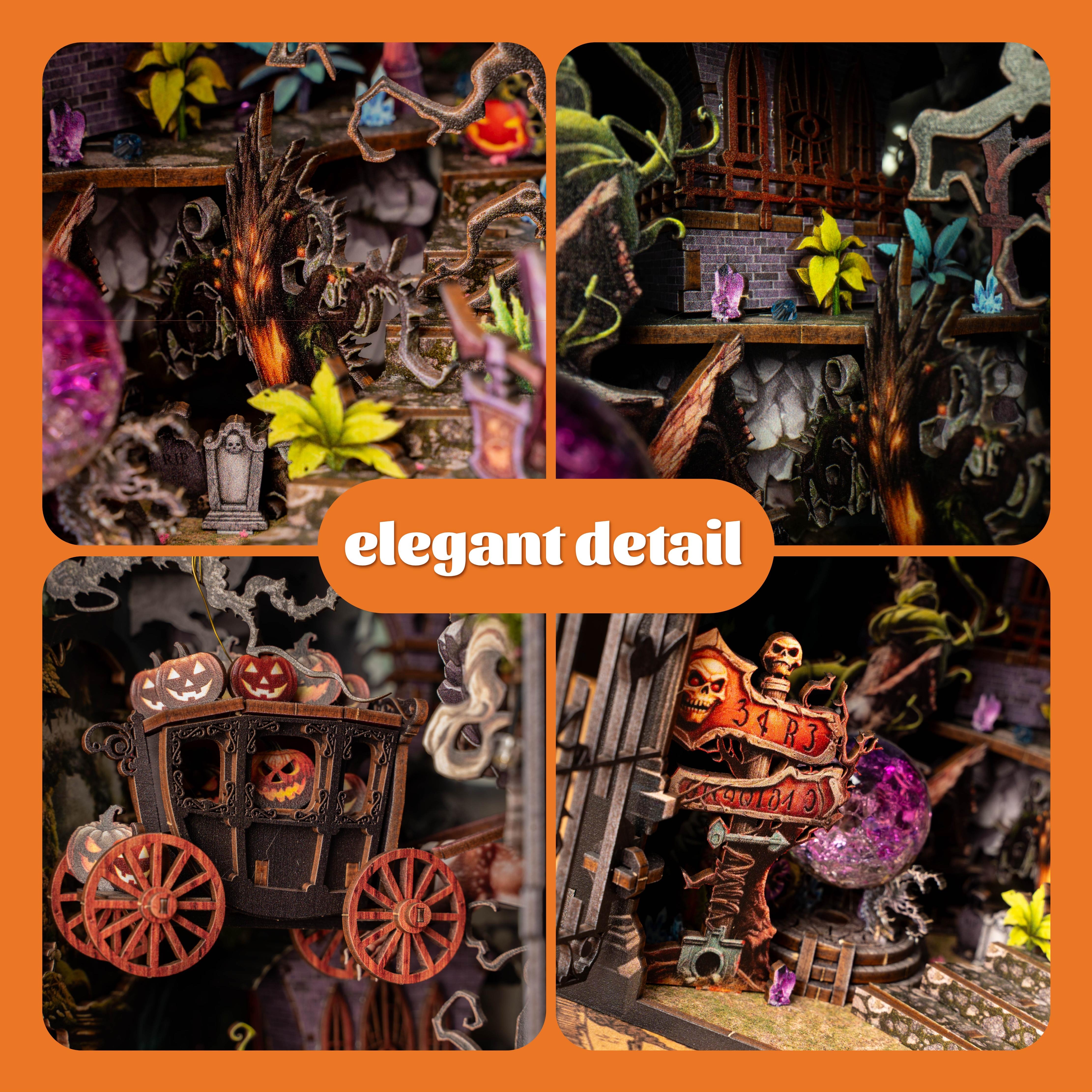 Secret Shadow Fantasy elegant Halloween book nook details