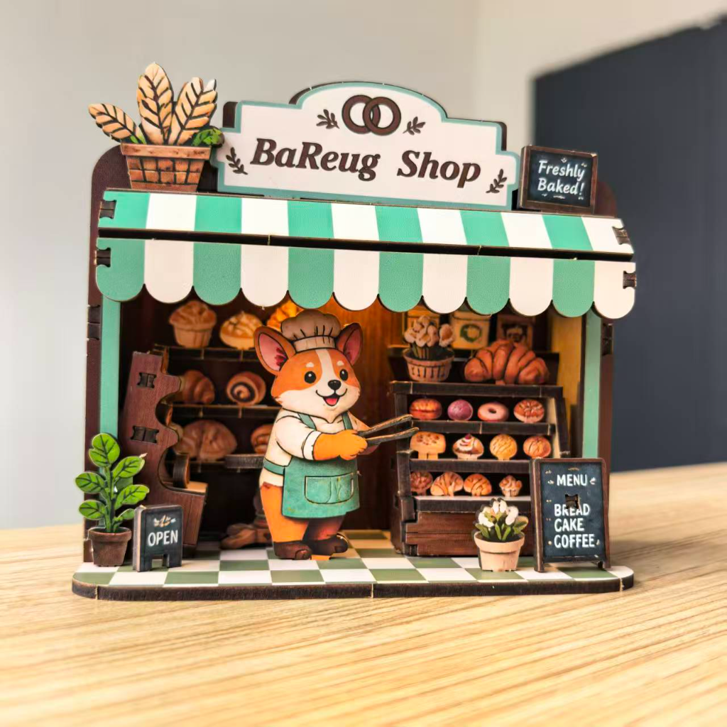 Bakery shop DIY wooden fridge magnet details