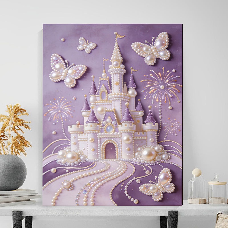 Purple butterfly dream castle pearl art
