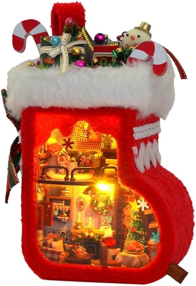 Christmas stocking miniature dollhouse front view