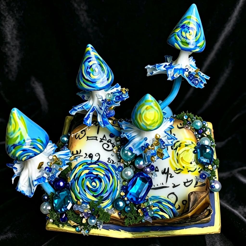 Swirl mushroom magic book magnet