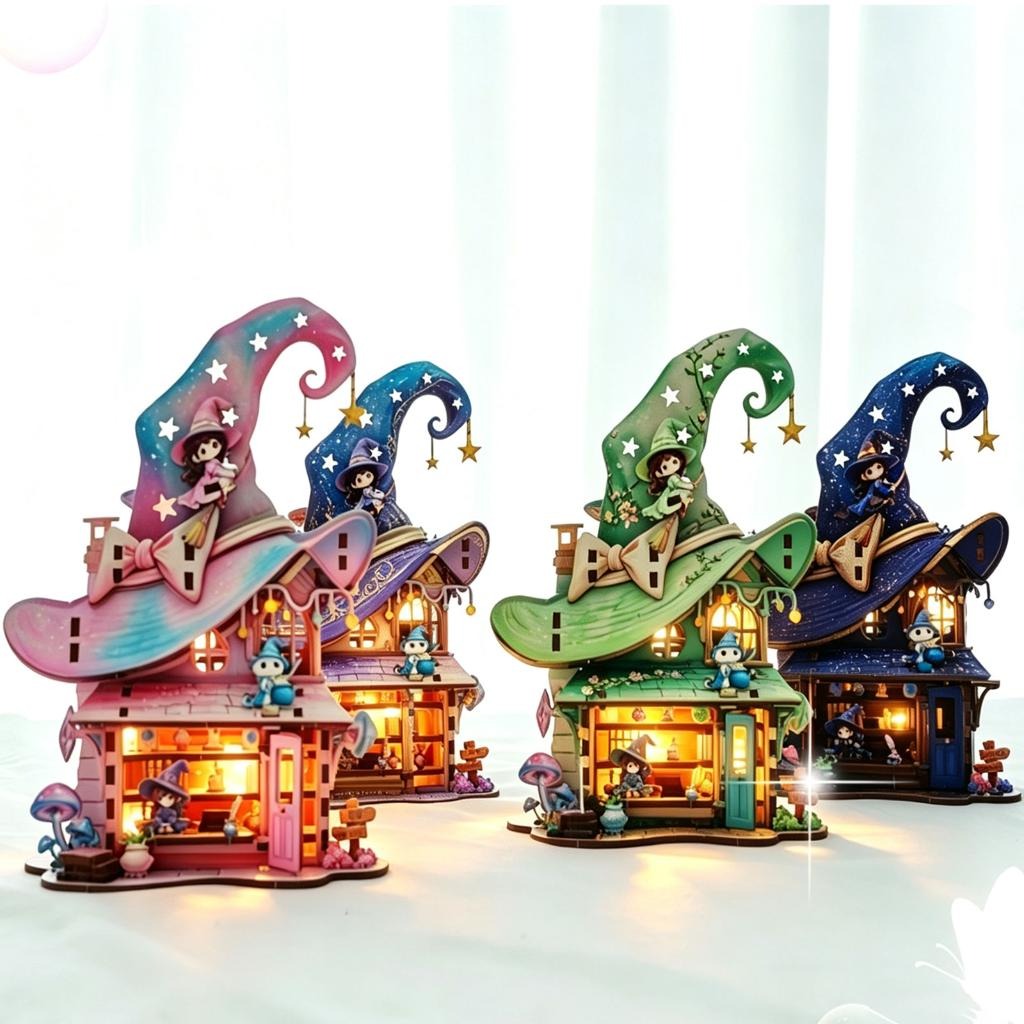 Multiple color styles of magic cottage wooden puzzle kit