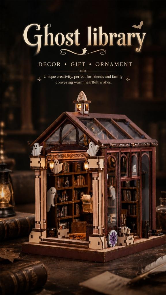 Ghost Library DIY Wooden Book Nook Kit