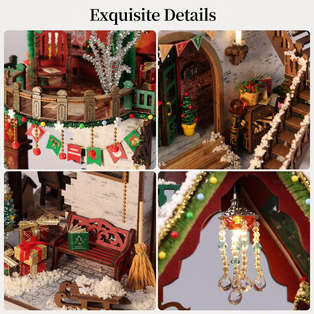 Exquisite details of Snowy Christmas Lodge