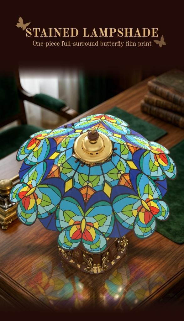 Stained butterfly lampshade