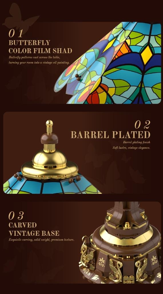 Butterfly Glaze Lamp detailed design features