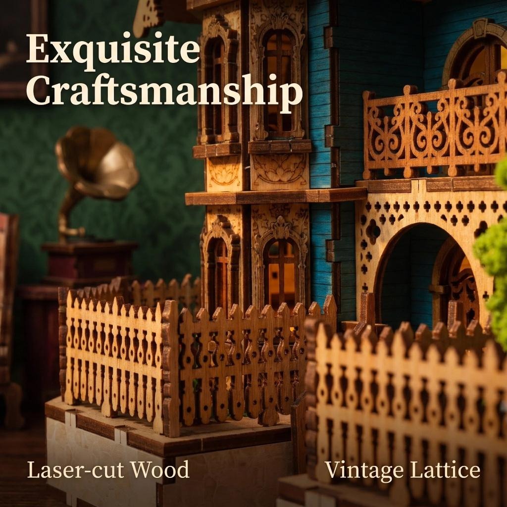 Laser-cut wood and vintage lattice details