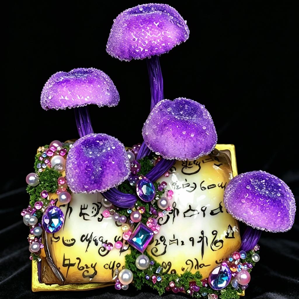 Purple mushroom handmade clay magic book magnet