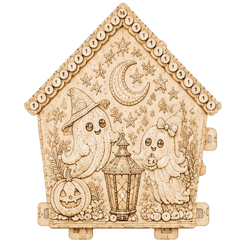 Halloween Ghost Wooden House DIY Numbered Panel