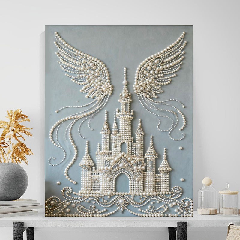 Dream Castle pearl art angel wings castle