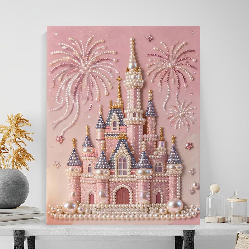 DIY Pearl Art Dream Castle Series pink castle