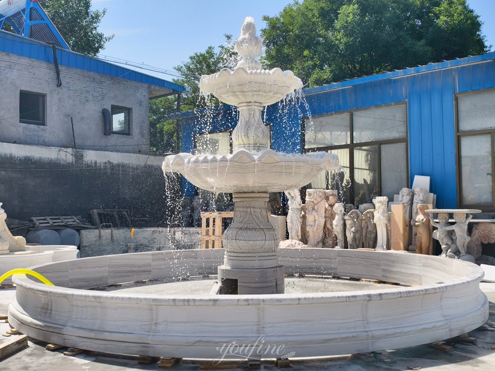 Tiered marble fountain after trial assembly