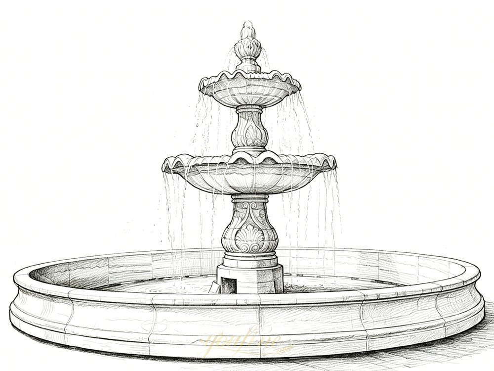 Design of a tiered marble fountain